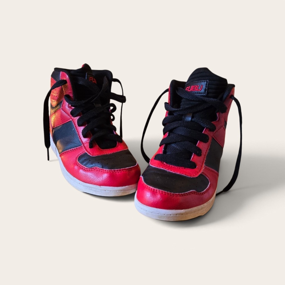 FUBU Kids High Top Sneakers Red Black Athletic Shoes Size 2